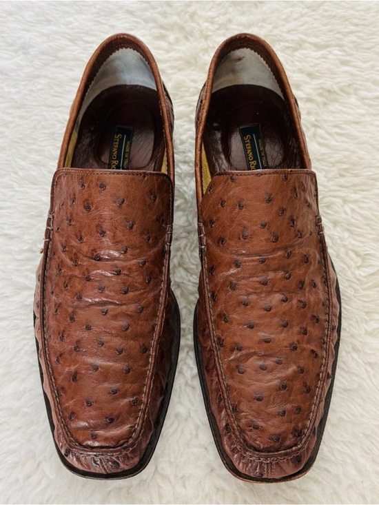 Stefano Ricci Ostrich Quill Genuine Brown leather Loafers Shoes size 9 main image 16